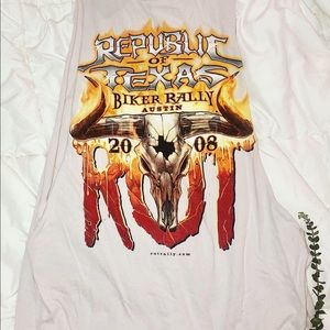 Distressed Cut Out Muscle-Biker Rally Tee